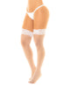 Load image into Gallery viewer, Fishnet Thigh High Stockings w/Silicone Lace Top White O/S

