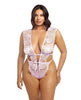 Charger l'image dans la visionneuse de la galerie, Imani Eyelash Lace Soft Cup High Leg Teddy Pink Tulle 1X/2X
