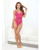 Charger l'image dans la visionneuse de la galerie, Neon Honeycomb Teddy w/Strappy Thong Back Neon Pink XL
