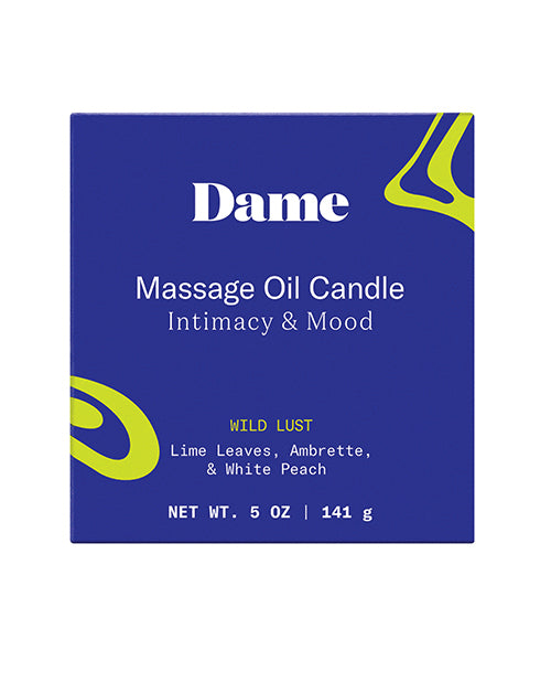 Dame Massage Oil Candle Wild Lust Lime Leaves White Peach