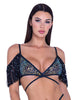 Cargue la imagen en el visor de la galería, Sequin Fishnet Fringe Top - Black/Multi MD
