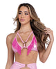 Bild in den Galerie-Viewer laden, Metallic Iridescent Triangle Top w/Fringe - Pink O/S
