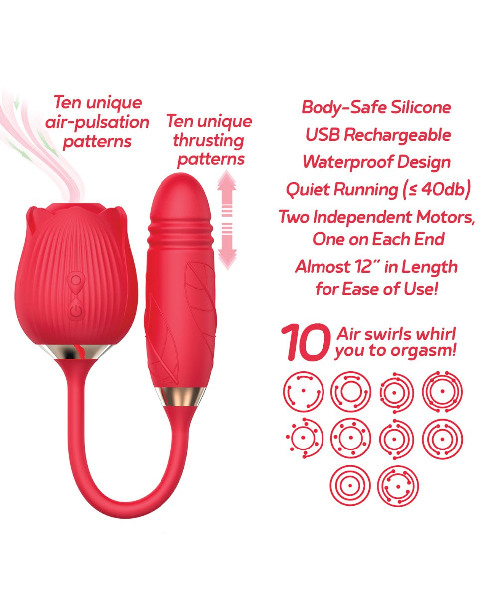Wild Rose And Thruster Telescopic Dual End Vibrator Red