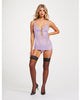 Carregar imagem no visualizador da Galeria, Lace &amp; Mesh Triangle Cup Chemise w/Garters &amp; Thong Lavender MD
