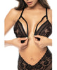 Cargue la imagen en el visor de la galería, Lace &amp; Mesh Teddy w/Front Clasp &amp; Lace Up Back Black L/XL
