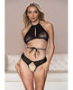 Cargue la imagen en el visor de la galería, Allure Marley Mesh Peek A Boo Top &amp; Open Panty Black S/M
