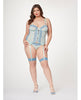 Load image into Gallery viewer, Lace &amp; Mesh Bustier w/Lace Up Center, Garter Belt &amp; Thong Blue 3X/4X
