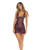 Bild in den Galerie-Viewer laden, Rene Rofe Sneak Peak Chemise &amp; G-String Purple M/L
