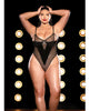 Cargue la imagen en el visor de la galería, FETISH Frisky Fishnet &amp; Vinyl Shelf Cup Peek A Boo Teddy Black 2X

