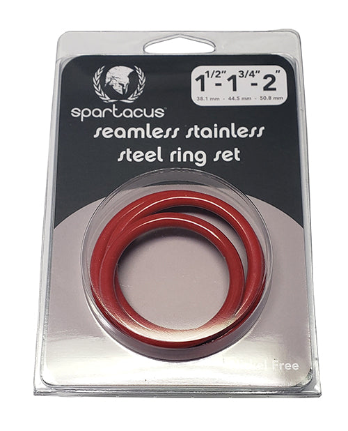 Spartacus Seamless Stainless Steel C Ring Red Pack Of 3 With 1.50 1.75 And 2 Inch Inner Diameters
