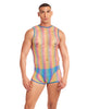 Lataa kuva gallerian katseluohjelmaan, Rainbow Party Pride Star Mesh Singlet 2 pc Set w/Thong - Rainbow S/M
