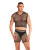 Ladda bilden i Galleri Viewer, Rainbow Party Net-Bula Large Mesh Long Brief 3 pc Set w/Thong - Black S/M

