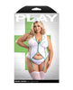 Load image into Gallery viewer, Play Herbal Remedy Gartered Bustier w/Panty &amp; Headpiece - White 1X/2X
