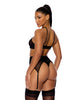 Load image into Gallery viewer, Feeling Butterflies Mesh Halterneck Bra w/Garter &amp; Panty - Black SM
