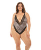 Indlæs billede i gallerifremviser, Jolene Satin Teddy w/Plunging Neckline Leopard/Black 3X/4X
