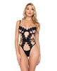 Load image into Gallery viewer, Ebony Rose Floral Guipure Lace Trim Teddy Black MD
