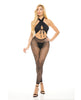 Load image into Gallery viewer, Pink Lipstick Gives You Hell Halter Bra, Pantyhose &amp; G-String Black O/S
