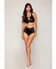 Ladda bilden i Galleri Viewer, Stretch Faux Leather and Eyelash Lace Bralette w/High-Waisted Panty - Black MD
