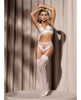 Cargue la imagen en el visor de la galería, Floral Lace &amp; Mesh Top, Garter Belt &amp; Peek a Boo Panty White LG

