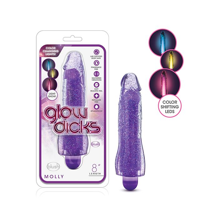 Blush Glow Dicks Glitter Vibrator Molly - Purple