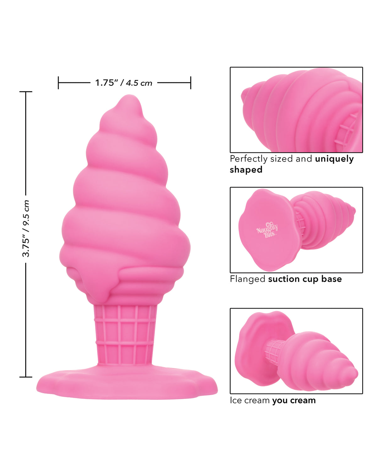 Naughty Bits Yum Bum Ice Cream Cone Butt Plug - Pink