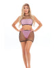 Bild in den Galerie-Viewer laden, Pink Lipstick Crave You Large Fishnet Cami Top &amp; Skirt, Bandeau Top &amp; Panty Pink O/S
