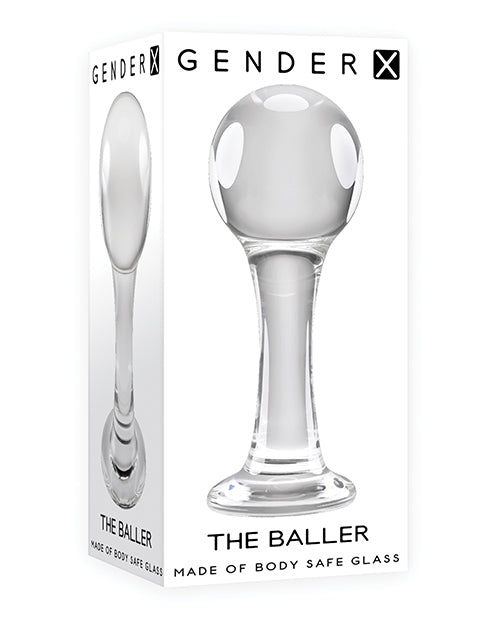Gender X The Baller Glass Anal Plug Clear Safety Base