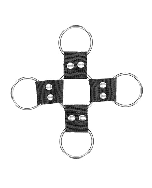 Shots Avs Black & White Velcro Hogtie med Hånd- og Ankelmanchetter - Sort