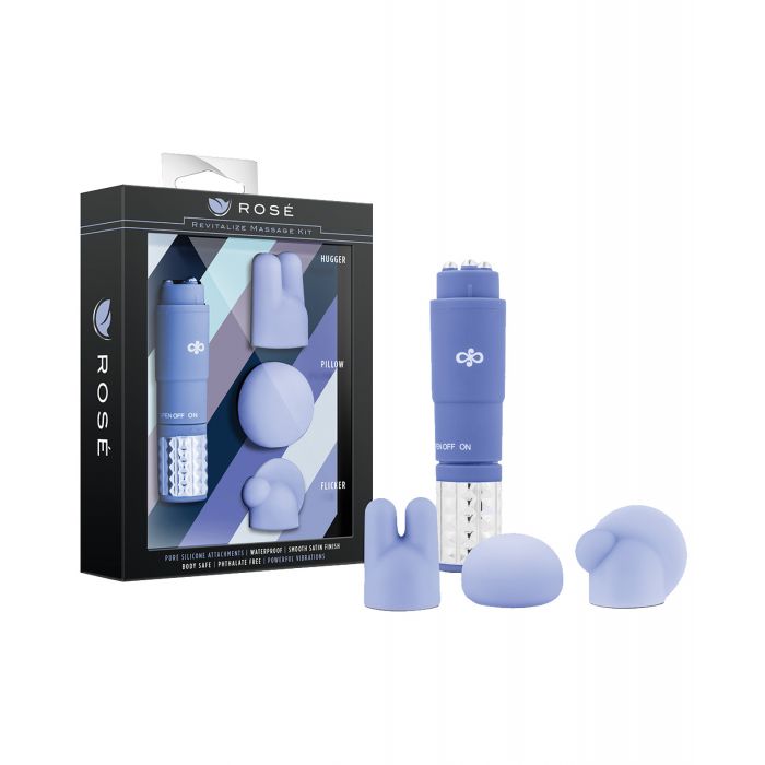 Blush Rose Revitalize Massage Kit Periwinkle With Silicone Attachments