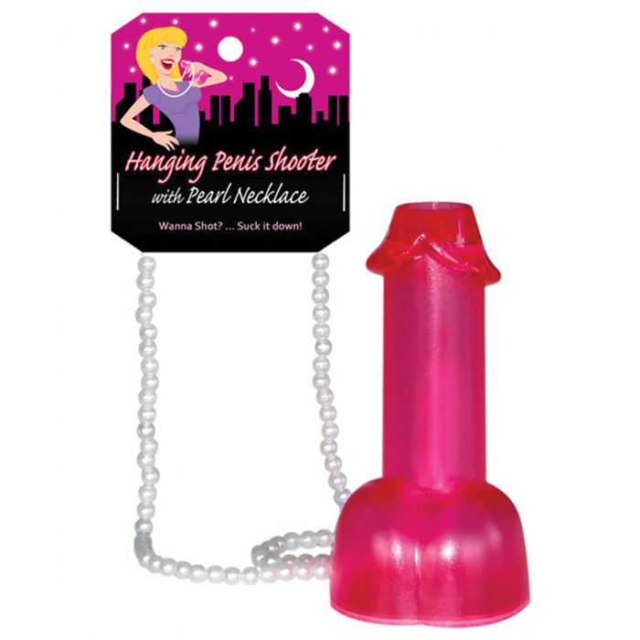 Hanging Penis Shot Glass With Pearl Necklace Gift Set
