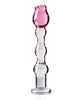 Załaduj obraz do przeglądarki galerii, Icicles nr 12 Ręcznie dmuchany szklany masażer - przezroczysty z różowym końcówką

