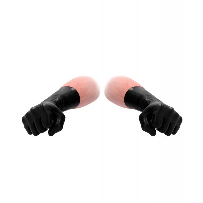 Mănuși scurte din latex Shots Fist It - Negre
