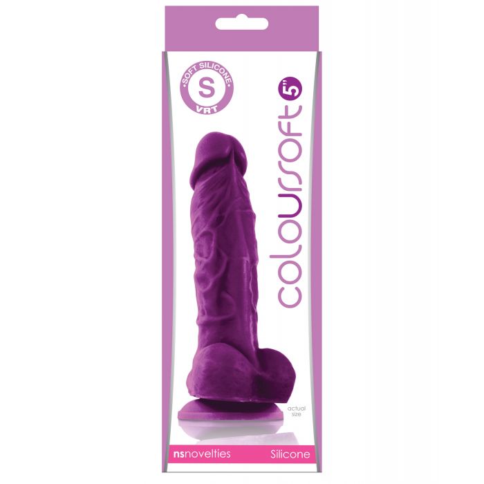 ColourSoft 5 Inch Silicone Soft Dildo Purple With Suction Cup
