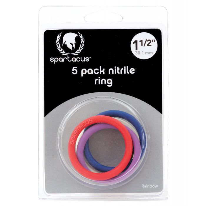 Spartacus Set di Anelli per Pene in Nitrile da 1,5" - Colori Assortiti Confezione da 5