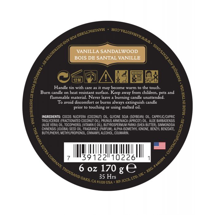 Lumanare de masaj din soia Kama Sutra Ignite - Vanilie Lemn de santal