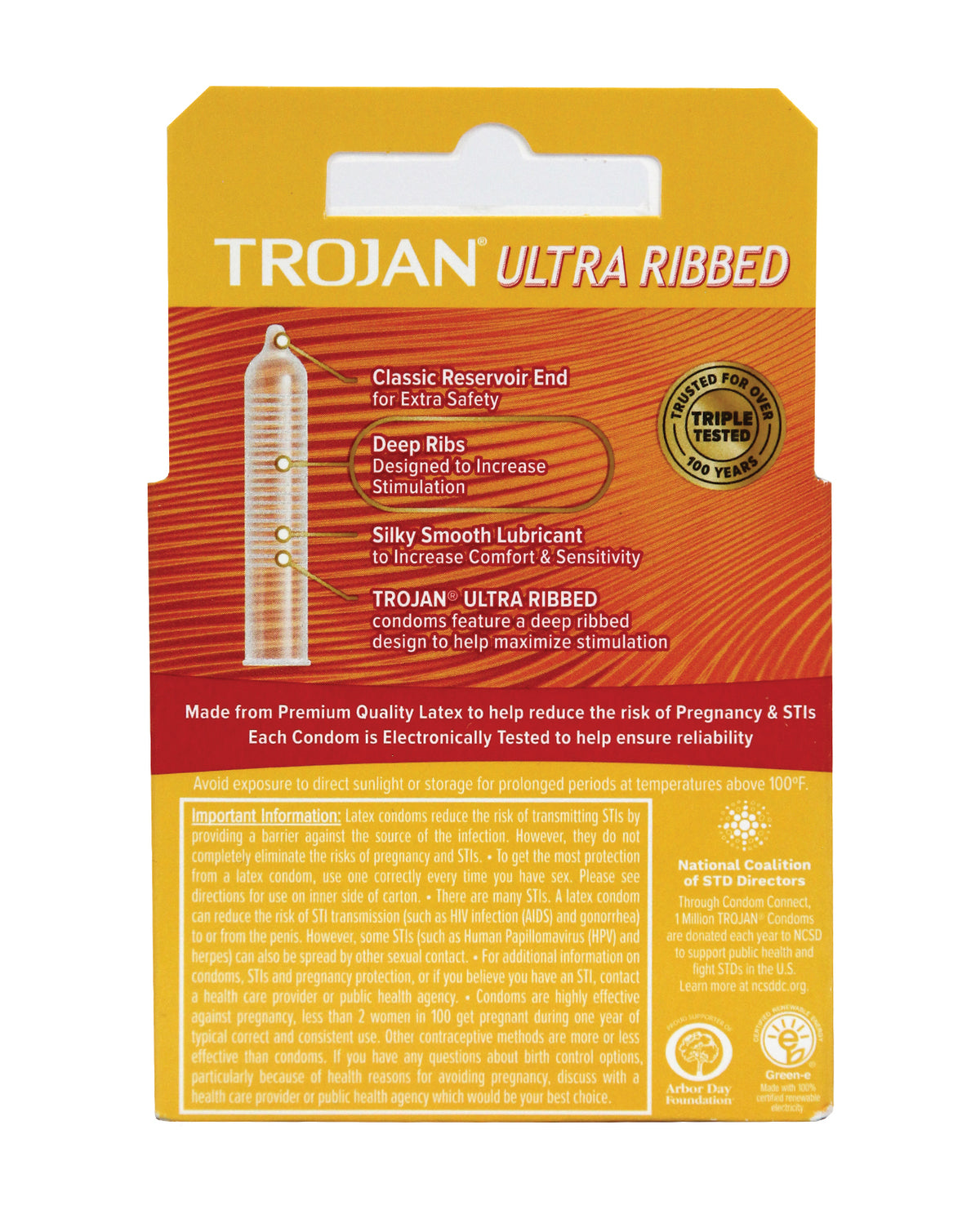 Prezervative Trojan Ultra cu nervuri - Cutie cu 3 bucăți