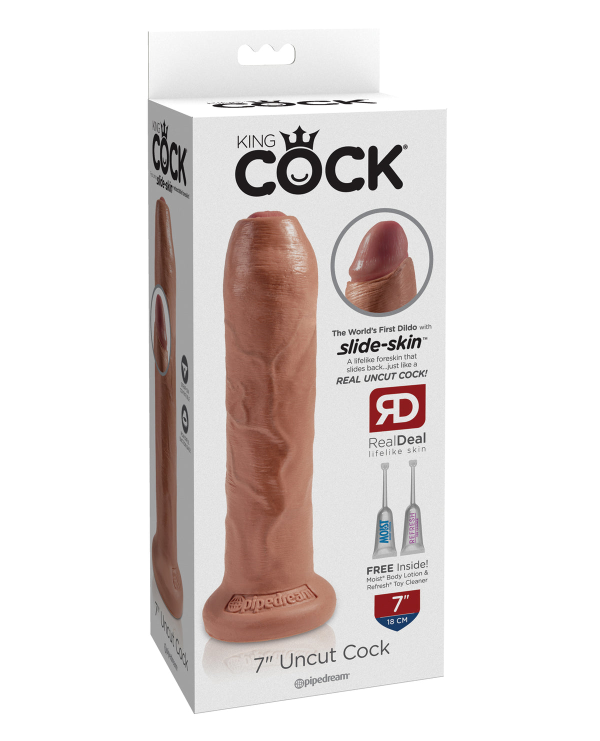 King Cock 7" Uncut Dildo - Tan