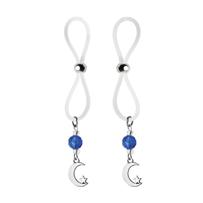 Bijoux de Nip Halos para pezones con encanto de luna y estrella - Azul/Claro