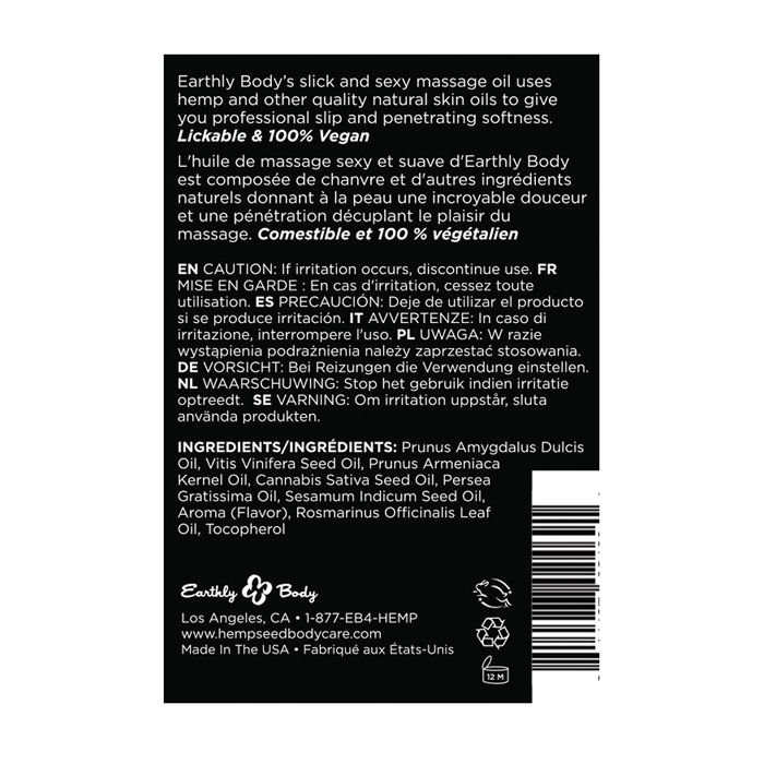 Earthly Body ätbar massageolja - 2 oz mango
