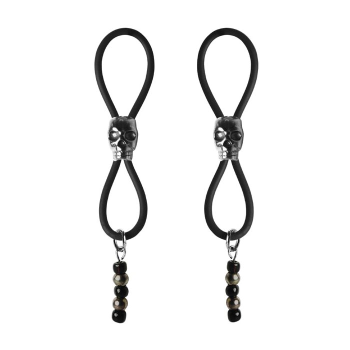 Bijoux de Nip Nippel-Halos Schwarzer Totenkopf-Schieber - Schwarz/Silber