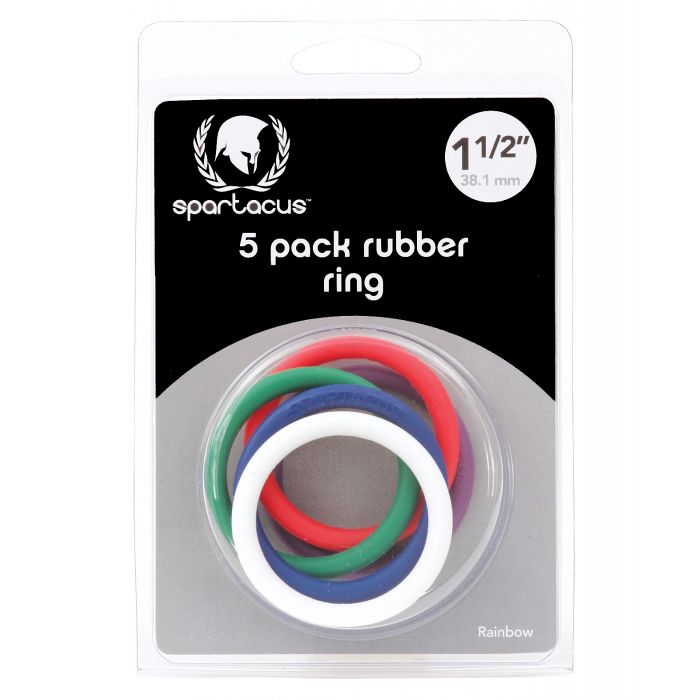 Spartacus Set di Anelli per Pene in Gomma 1,5" - Confezione Arcobaleno da 5 Pezzi