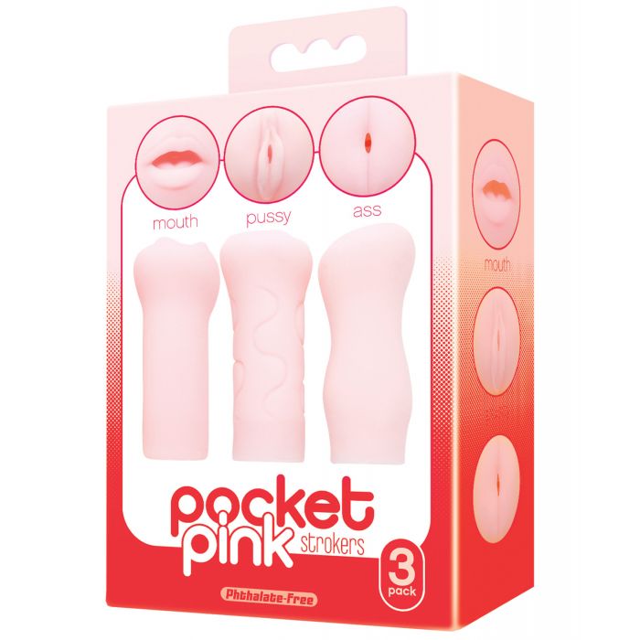 Icon Brands Pocket Pink Strokers - 3- Pack