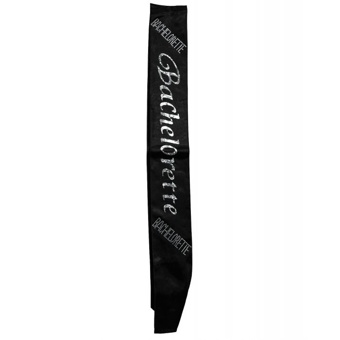 Bachelorette Non Flashing Sash Black With Silver Lettering