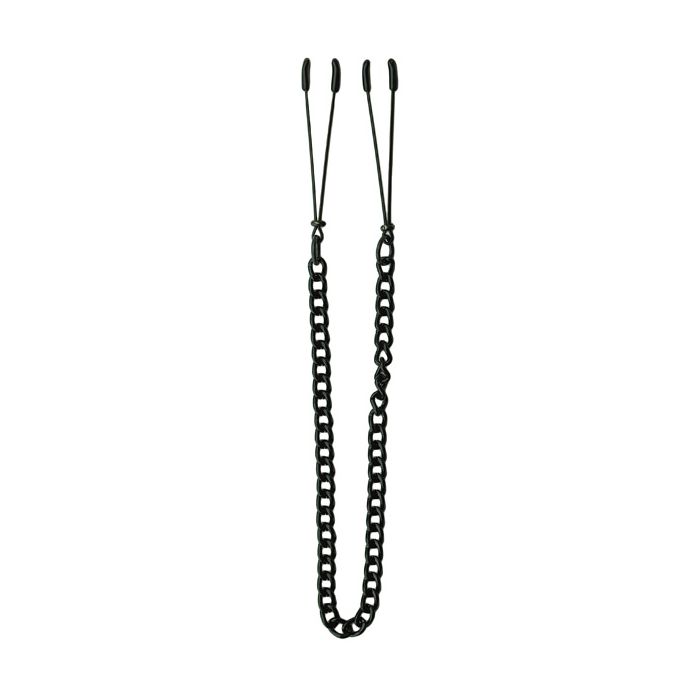 Spartacus Adjustable Black Tweezer Nipple Clamps With Chain