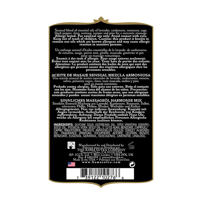Huile de massage aromatique Kama Sutra - 2 oz Mélange Harmonie