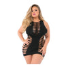 Cargue la imagen en el visor de la galería, Pink Lipstick High Neck Shredded Seamless Dress Black QN
