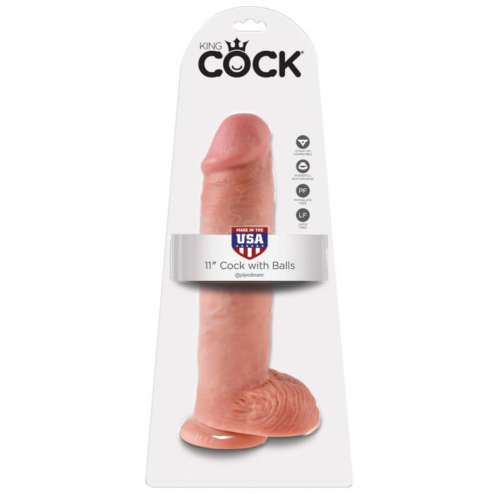 King Cock 11 Inch Dildo With Balls Flesh Realistic Texture