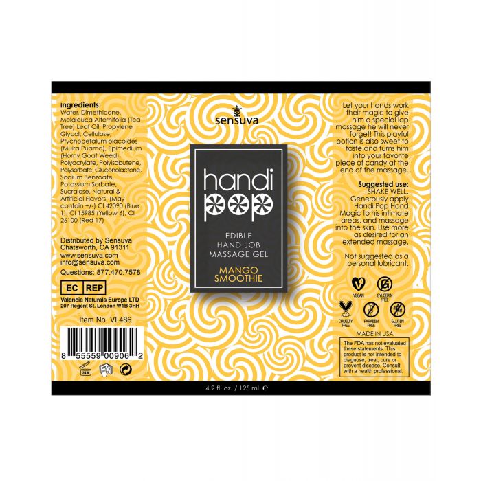 Handipop Hand Job Massage Gel - 4.2 oz Bottle Mango Smoothie