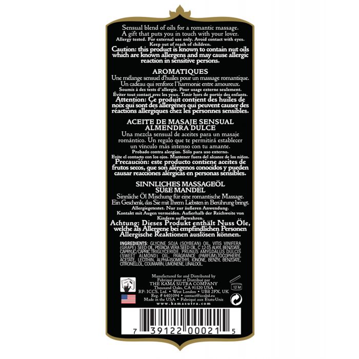 Kama Sutra Aromatisk Olie - 8 oz Sød Mandel