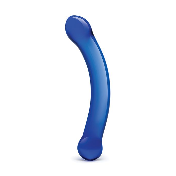 Glas 6" Curved G-Spot Glass Dildo - Blue